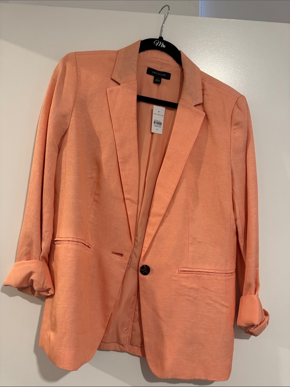 Ann Taylor Coral-Peach Single-Button Blazer